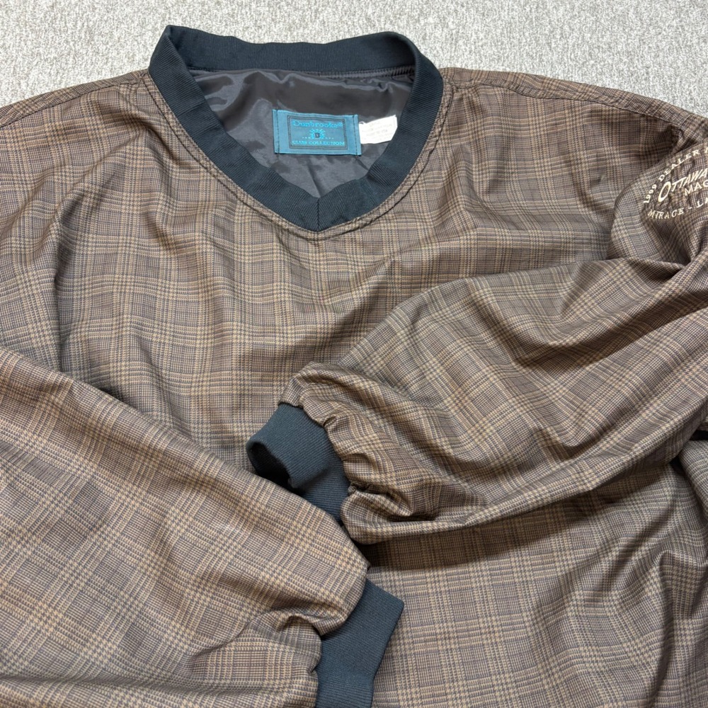 Vintage‎ Dunbrooke Club Collection Augusta Plaid V-Neck Windbreaker Mens L USA